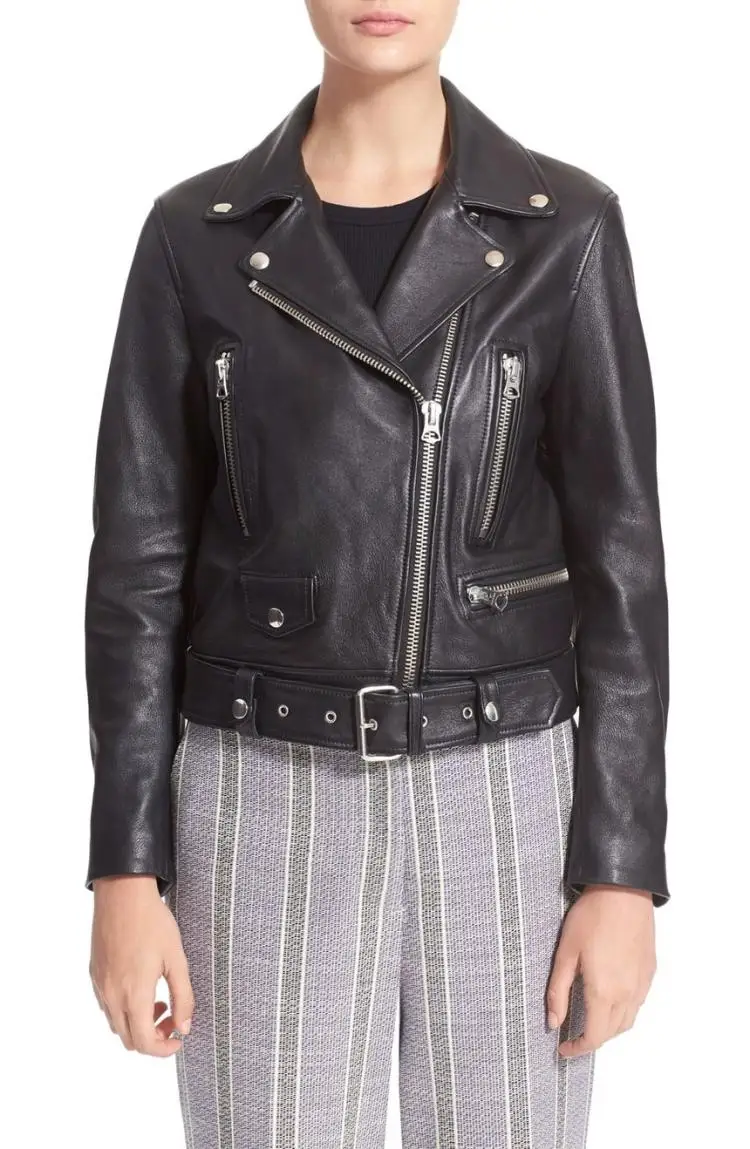 

oil waxed sheepskin, Japanese Nissan hardware, heavy washed fold leather leather jacket women