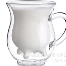 Креативная стеклянная двухслойная корова термоустойчивая чашка устойчивая кружка для молока на завтрак сок чашка