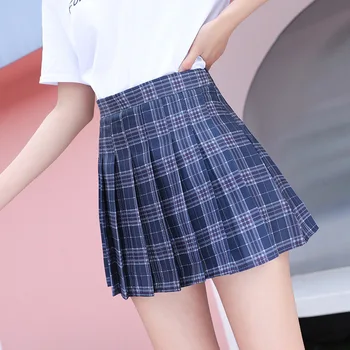 

Plaid Pleated Skirt Schoolgirl High Waist Short Skirt A-line Skirt School Wind Season 2020 Half-body Skirt Suit-dress Mini