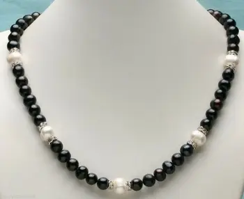 

8-9mm Natural South Sea Black & White Akoya Pearl Necklace 18" AA+