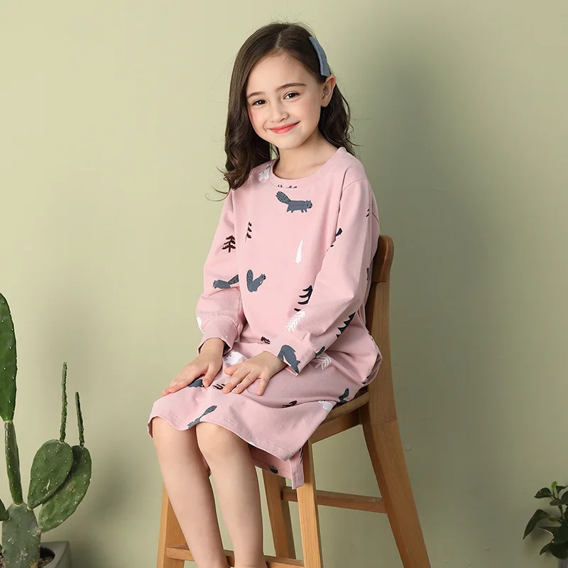 

Autumn new children's pyjamas long-sleeved girl sleeping dress baby girl fall parent-child cuhk and leisurewear