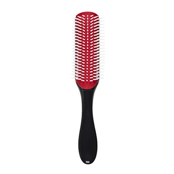 

Comb 9 Row D41 Women Styling Large Hair Brush for Detangling Volumizing-Anti-Static Rubber Pad - Nylon Bristle(Black)