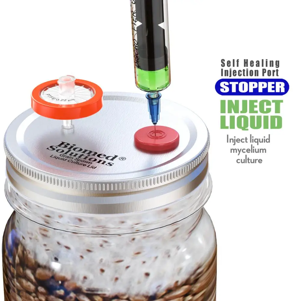 Liquid Culture Lids 6pcs NEW-Autoclavable Wide Mouth Jar Lids with Heavy Duty Injection Port For Mushroom Cultivation Mushroom Cultivation Lids