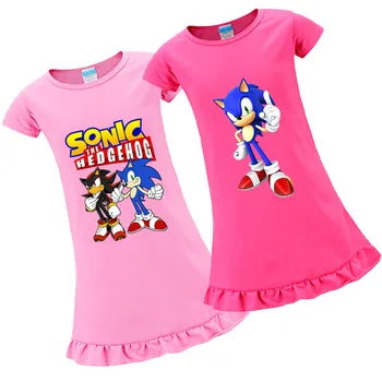 

Summer Baby Girls Princess Dresses Kids Short Sleeve Vestidos Clothes Cartoon Sonic The Hedgehog Party Dress for Girl Costumes