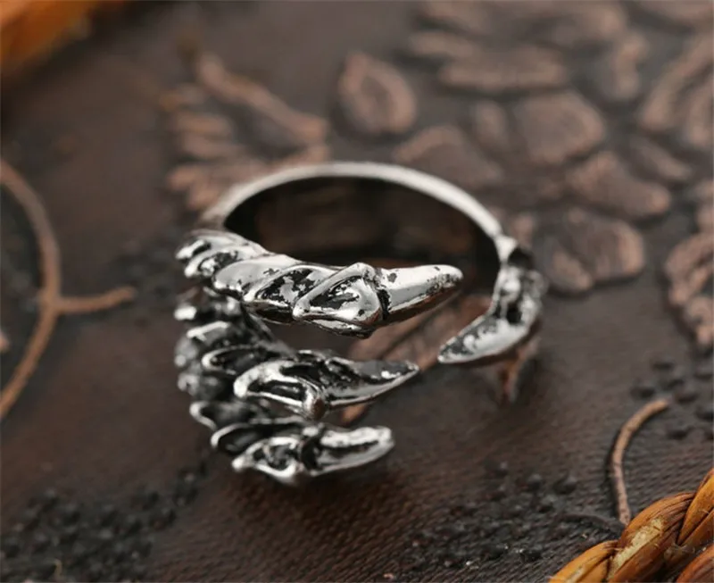 Sitaicery, ретро кольцо с когтями дракона, мужские Регулируемые кольца из нержавеющей стали, мужские ювелирные аксессуары в стиле панк, крутые мужские вечерние кольца, подарок