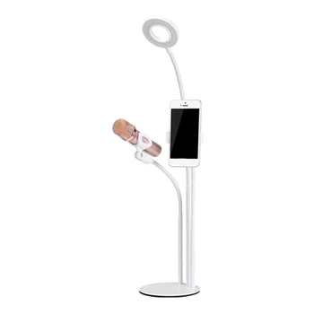 

LED Ring Light with Live Mobile Phone Holder for Anchor Photo Video, Beauty Fill Light Desktop Microphone