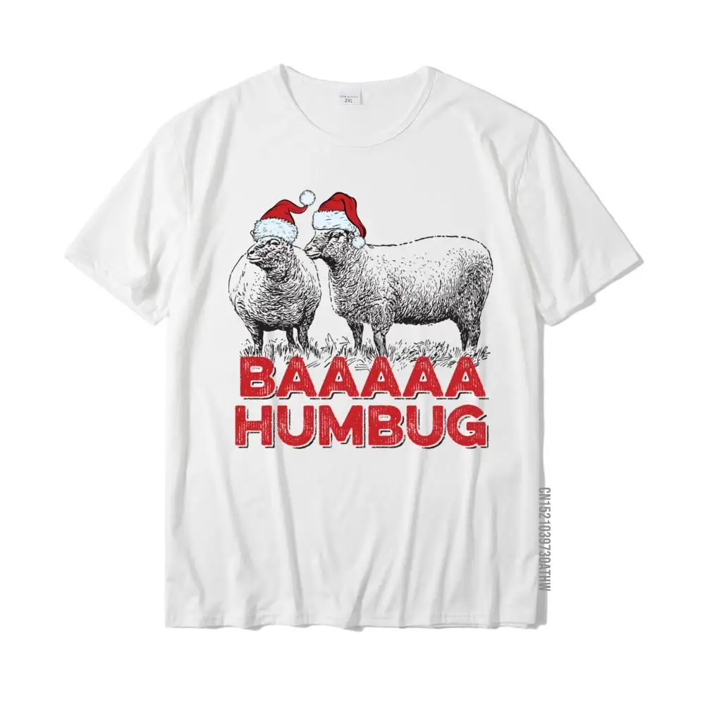 Men's Faddish Design Tops & Tees O-Neck Summer 100% Cotton T-shirts Fashionable Short Sleeve Cool Tops Shirts Drop Shipping Christmas Sheep Farmer Bah Humbug Funny Sheep Pun Long Sleeve T-Shirt__MZ19042 white