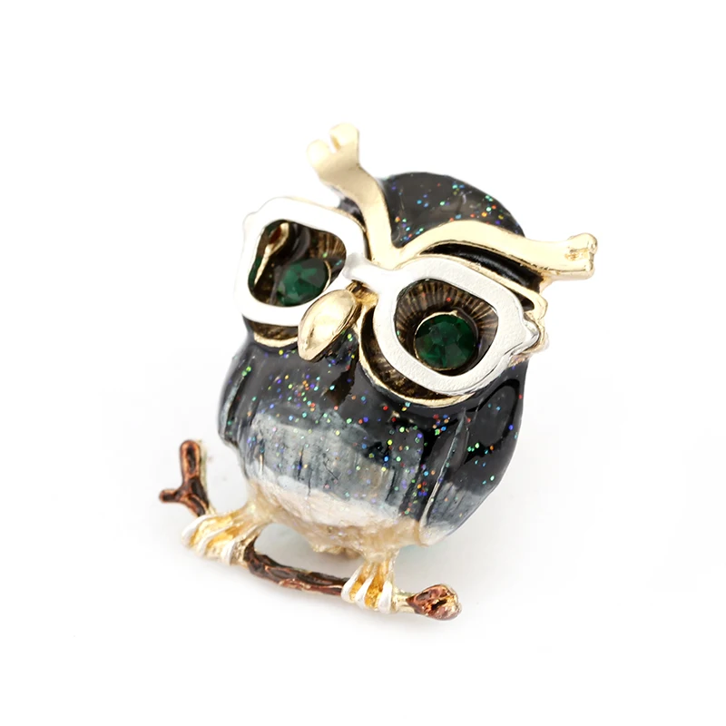 H350157X滴油猫头鹰带珍珠胸针 (7)