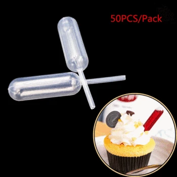 

50pcs Droppers For Cupcakes Ice Cream Sauce Ketchup Jam Pastries Macaron Stuffed Dispenser Mini Squeeze 4ml Transfer Pipettes