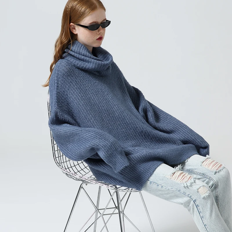 Toyouth ленивый стиль свободные водолазки свитера карамельного цвета с длинным рукавом Женский пуловер Топы Верхняя одежда длинный свитер