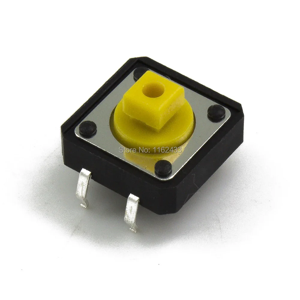 

10pcs/lot FAS12-S 7.3mm height 12x12 square yellow head tact switch 12*12 insert mount tactile touch switch