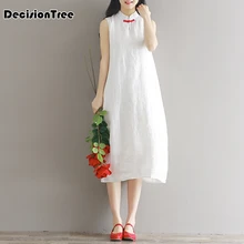 Китайское платье cheongsam qipao винтажное китайское женское хлопковое и льняное qipao без рукавов с воротником мандарин вечернее платье