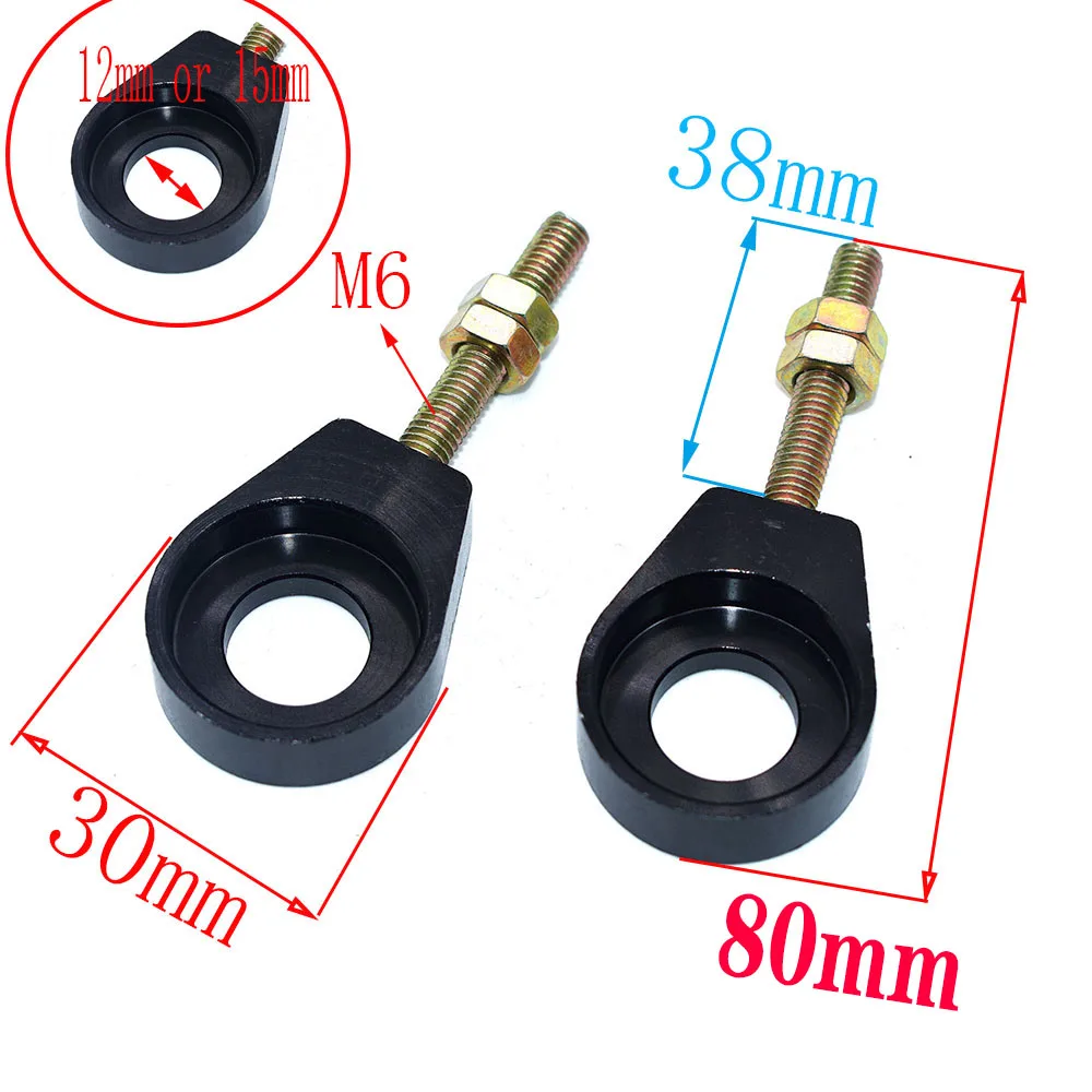 Aluminum Chain Tensioner Adjuster 110cc 125cc 140cc for Dirt Bike Pit ATV Motorcycle Scooter 12mm or 15mm Rear Wheel axle hole motorcycle chain tensioner pulley