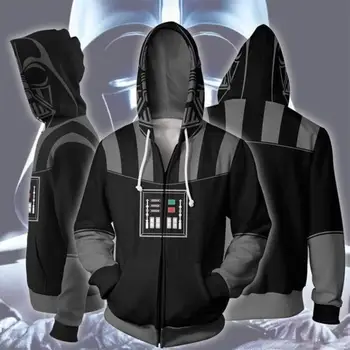 

Movie Star Wars Darth Vader Zip up Hoodies Sweatshirt Long Sleeve Hoodies Cosplay Costume 3D printed Hooded Sweater Jacket