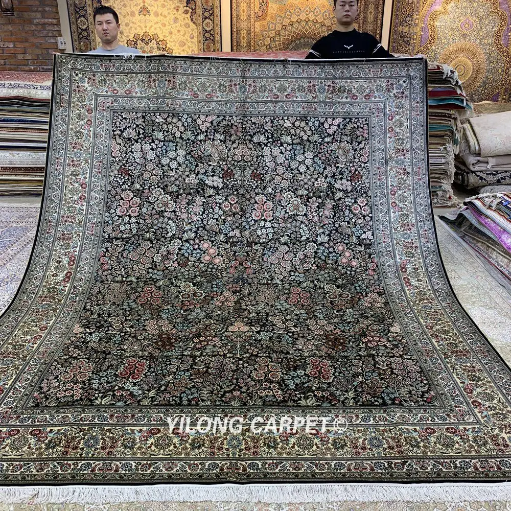 Yilong 8,6 'x10. 6 'Шелковый персидский ковер ручной работы прочный синий ковер(HF377H