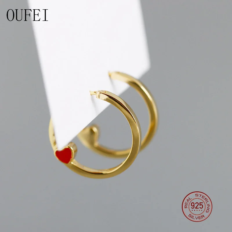 

925 Sterling Silver Hoop Earrings For Women Minimalist Small Earring Simple Heart Earrings Fashion Silver Jewelry EH1015
