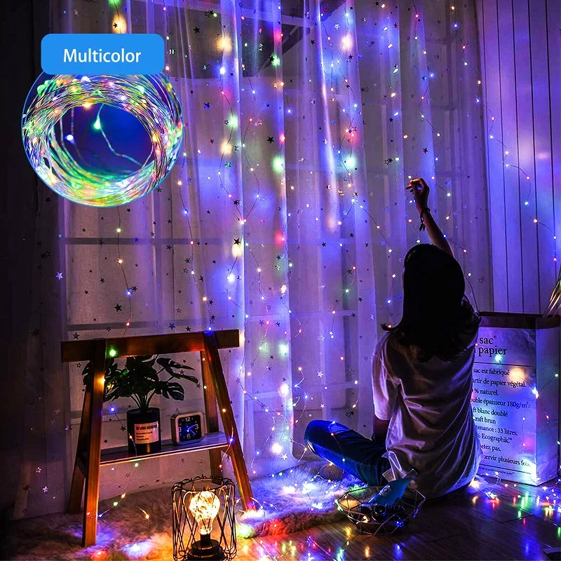 Multicolor 3 м светодиодный Шторы лампа теплый белый многоцветные гирлянды светильник s удаленный Управление USB ФЕЯ светильник гирлянда Спальня домашний декоративный светильник Инж - Испускаемый цвет: Multicolor