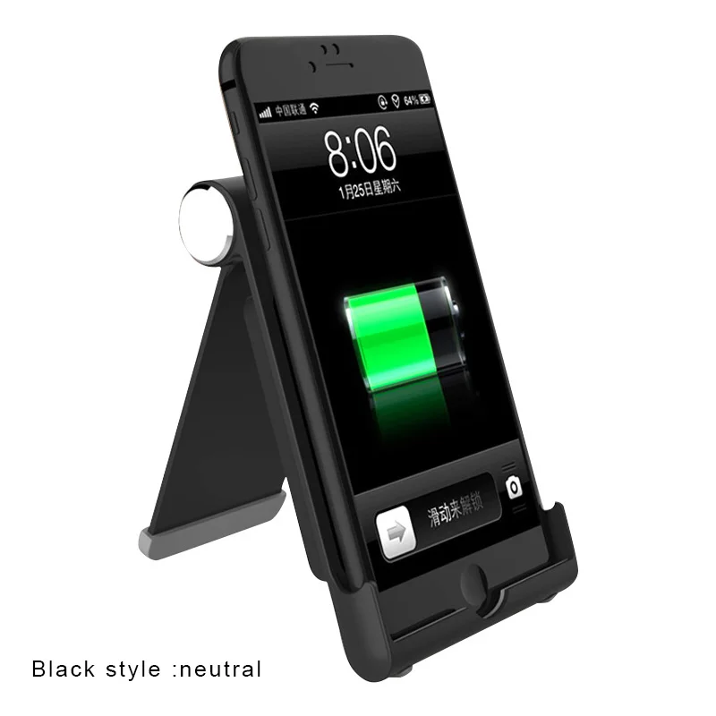 ГОРЯЧАЯ Беспроводная зарядка мобильного телефона Подставка держатель Powerbank складная переносная подставка J99 - Цвет: black