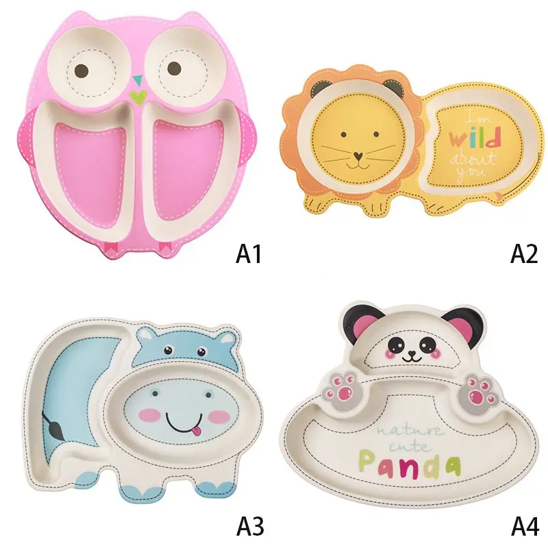 Baby Plate Dish Children Tableware Dish Dinnerware Safe Bamboo Fiber Kid Gift Dish