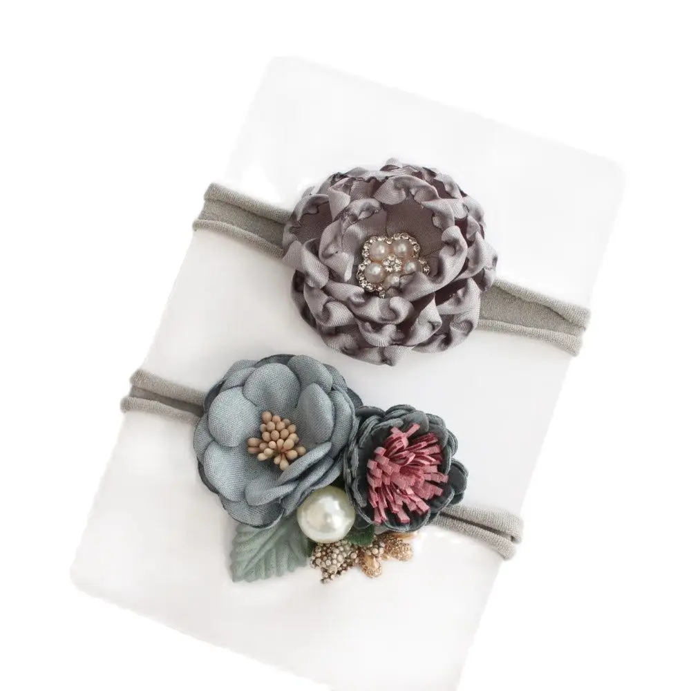 Boutique Flower Headband Kids Girl Nylon Headband Elastic Strench Headwear