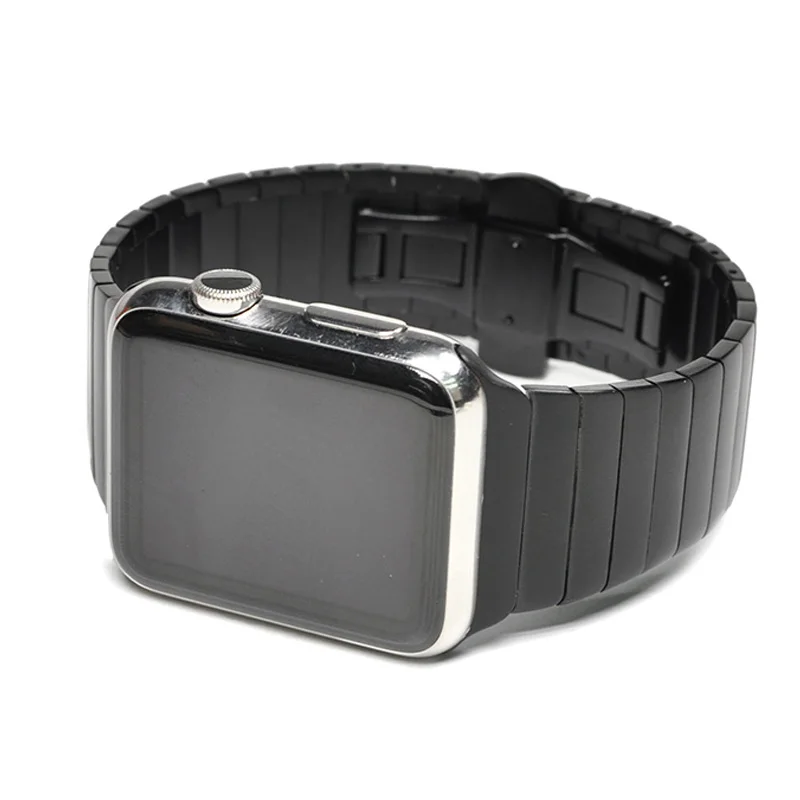 Black Роскошный ремешок из нержавеющей стали для часов apple watch band 42 мм 38 мм браслет из звеньев для iwatch 4 полосы 44 мм 40 мм серия 3 2 1 - Цвет ремешка: Black