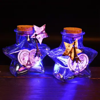 

Wishing Bottle Night Light Glowing Star Shape High Quality Glass Craft Night Lamp For Birthday Gift Home Decorations