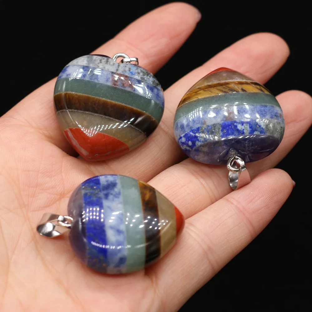 

1pcs Natural Stone Heart Shape Reiki Heal Pendants Charms for DIY Necklace Earrings Women Jewelry Making Gift Size 30x33mm