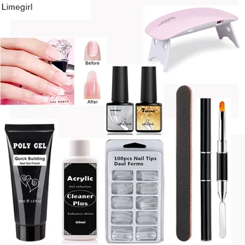 

Poly Extention Gel Set Extend Fast UV LED Polygel Builder Gel Slip Solution Nail Form Nail Art Brush Nail Tools Kit For Nail Art