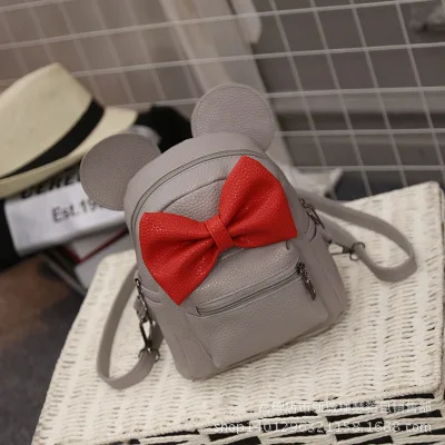 Милый рюкзак с Микки Маусом, Женская мини-сумка, новинка, милые рюкзаки с ушками Микки Мауса для девочек, детские черные рюкзаки - Цвет: Серый