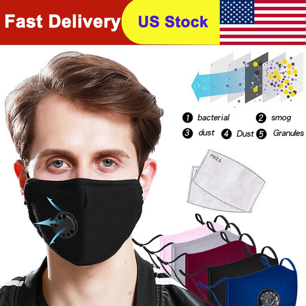 

Anti Dust Mask PM2.5 Activated Carbon Filter Face Mouth Masks Reusable Cover Anti Fog Haze Respirator Men Women Fast Shipping