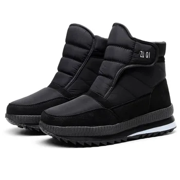 

New Fashion Men Boots High Quality Waterproof Ankle Boot Winter Snow Boot Shoes Warm Fur Plush Slip-On Winter Shoes SnowBoots