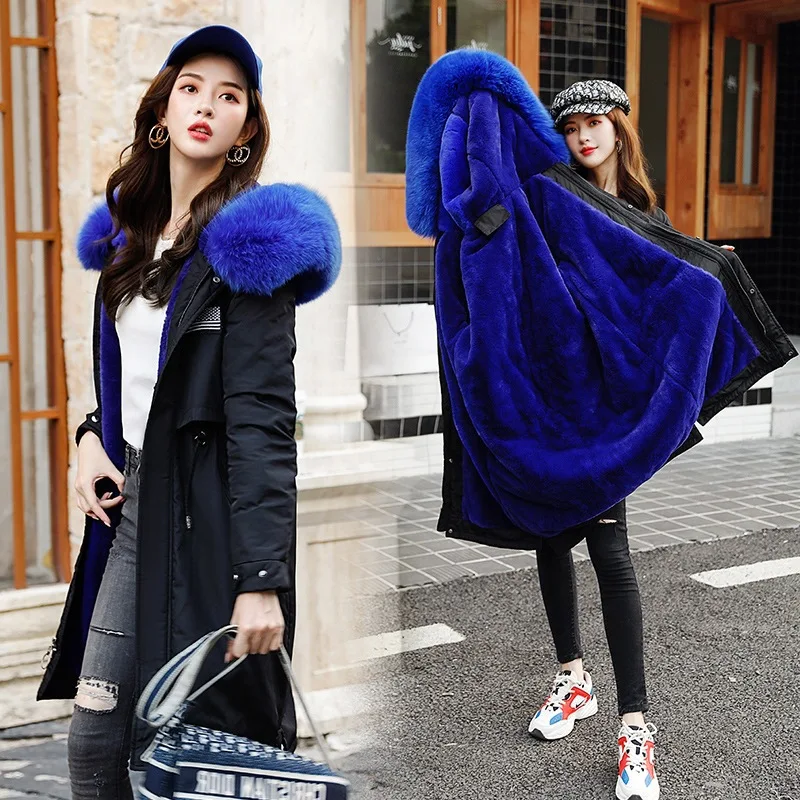 

Off Season Parka Women's 2019 Autumn And Winter New Style Fox Rex Rabbit Fur Inner Wearing Medium-length over-the-Knee-Overcoat