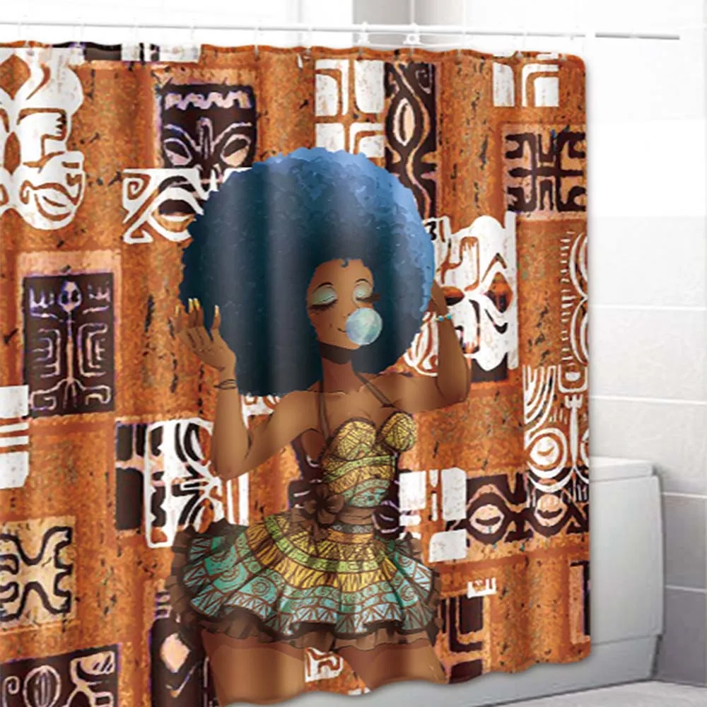 1pc shower curtain Современные сексуальные африканские дамские душевые шторы с крючками, домашняя декоративная шторка для ванны Водонепроницаемая 3D занавеска для ванной - Цвет: 1pc shower curtain
