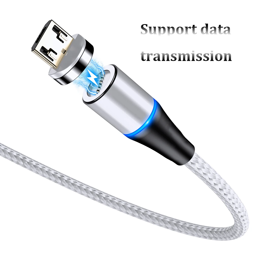 Поддержка передачи данных Магнитный кабель Micro USB для iPhone Samsung Android мобильный
