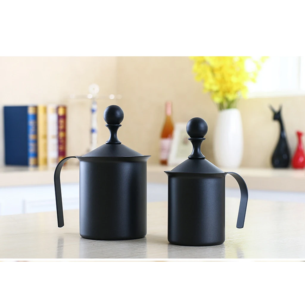 1 Piece Coffee Tea Double Layer Filter Hand Pump Foamer Milk Frother 400ml/800ml