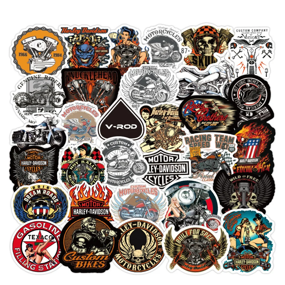 10/30/50PCS Retro Motorcycle Theme Graffiti Sticker Laptop Guitar Luggage Skateboard Bike Waterproof Toy Gift Sticker Wholesale