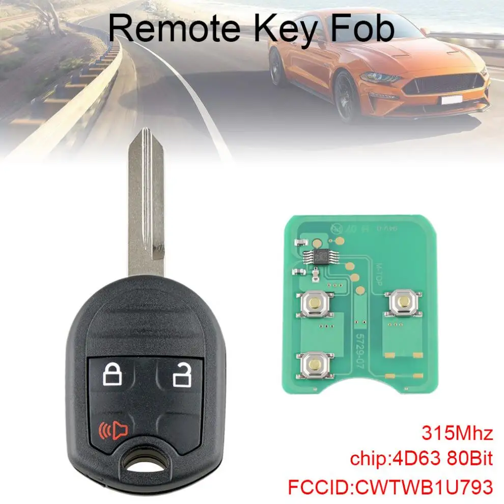 315MHZ 3 BUTTONS REMOTE KEYLESS ENTRY REMOTE CAR KEY FOB WITH 4D63 80BITS CHIP M3N5WY72XX FIT FOR 2011 2012 2013 2014 FORD F150