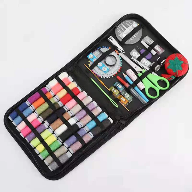 Kit hilos de coser 143 piezas, caja de artesanía, Gimp para costura, accesorios máquina de costureras, herramientas de bordado _ - Mobile