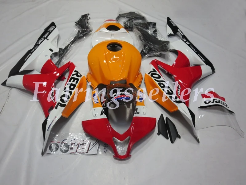 Набор впрыскивателей Мотоцикл Обтекатели Наборы подходит для Honda CBR600RR F5 07 08 2007 2008 обтекатель комплект оранжевого и белого цветов в стиле хип Repsol - Цвет: Orange  White Repsol