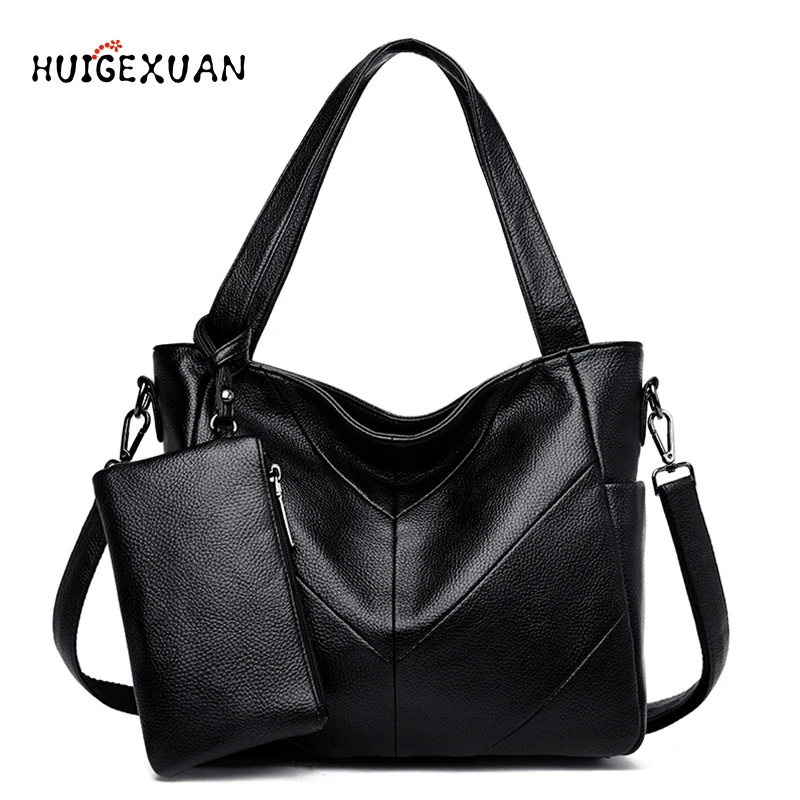 

2020 New Women 2Pcs/Set Handbags PU Leather Shoulder Bags Fashion Tote Bag Handle Designer Composite Messenger Bag New Purse Sac