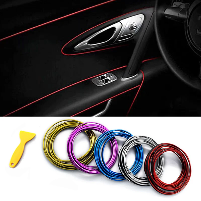 5M Car Seal Styling Interior Stickers Decoration Strip Mouldings Car Door Dashboard Air Outlet Steering Strips For Auto