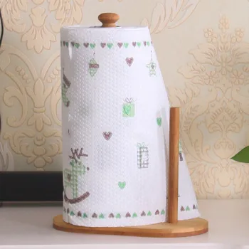 

TTLIFE Bamboo Wood Standing Paper Towel Holder, Kitchen Paper Hanger Rack Bathroom Towel Kitchen Accessories