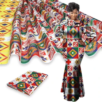 

Modal Organza Satin Silk Fabric African Soft Wax Print Fabric 2 yard chiffon 4 yard audel modell Imitated Ankara Fabric 010510