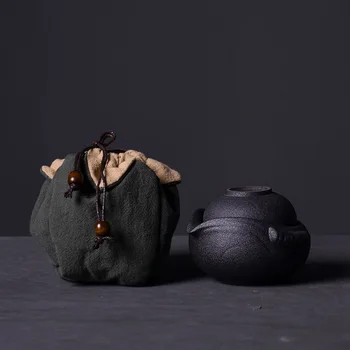 

LUWU ceramic teapot gaiwan teacups for puer portable travel tea set with clotth bag