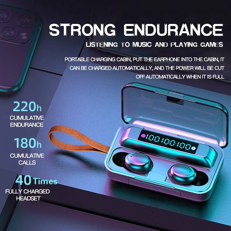 True wireless headphone HiFi Bluetooth Earphones Waterproof Earbuds With Led Display gaming Headset For Huawei xiaomi pk tws i12