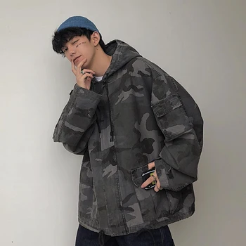 

Men's jacket 2020 spring new handsome wild loose camouflage print hooded jacket youth personality fashion trend men's clothing