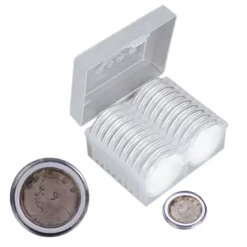 

20pcs 46mm Coin Capsules Round Plastic Coin Holder Box Case Container With Storage Organizer Box for Coin Collection Supplies