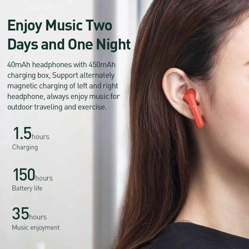 Baseus беспроводные наушники Bluetooth W09 вкладыши TWS 5 0 Беспроводной громкой связи