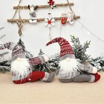 

Christmas Santa Claus Decorations Curtain Button Shape Plush Xmas Doll Home Desktop Decoration Window Curtain Pendants Decor