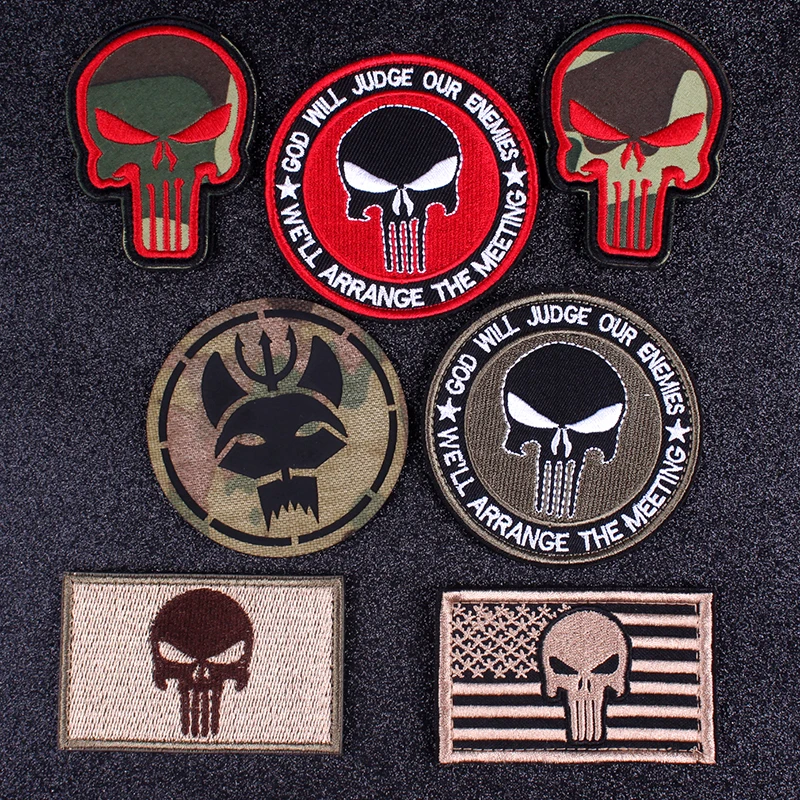 

Pulaqi Seal Team Velcros Patch Punisher Embroidered Patches For Clothing Military Applique Patch Stripes Tactical flag patches F